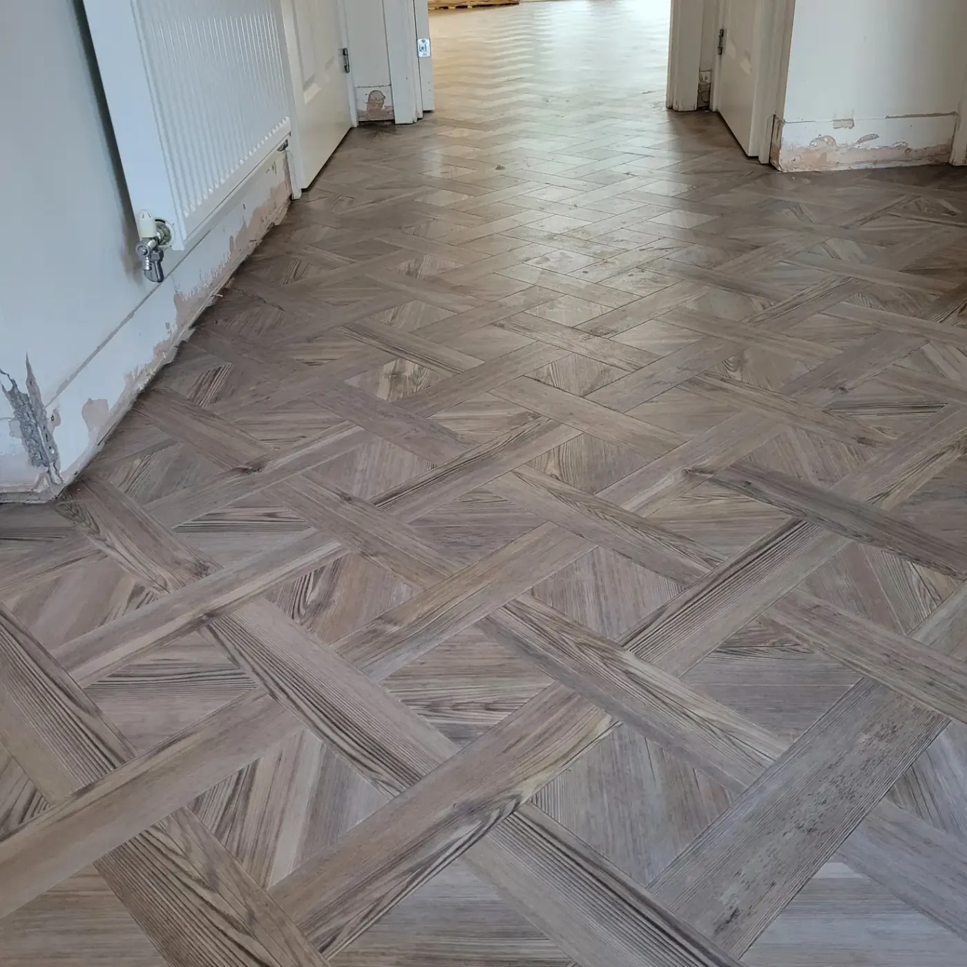 Grey basket weave LVT floor